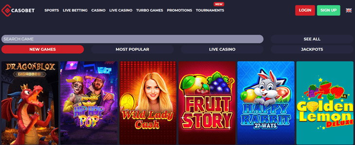 Casobet Casino Games Section