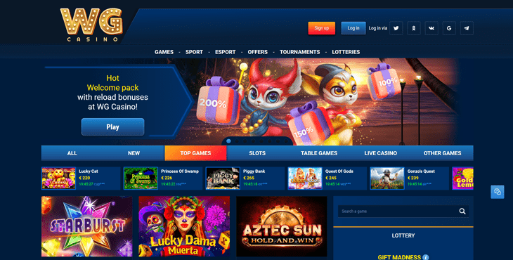 WGcasino homepage