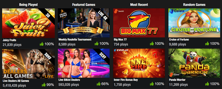 playhub casino games section