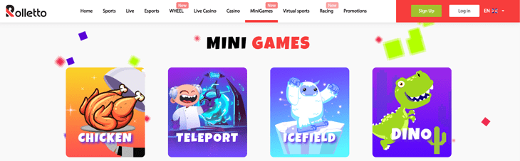 rolletto casino mini games